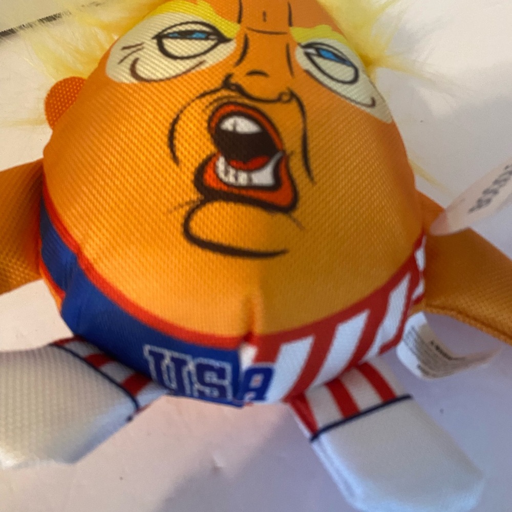 Trump dog squeaky toy